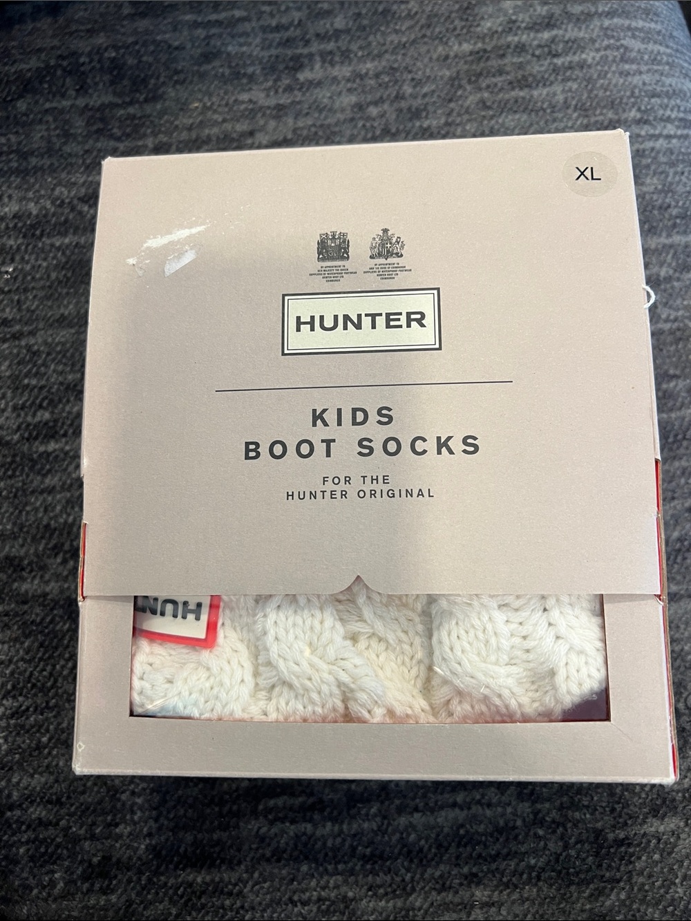 Hunter Kids Boot Socks Cream Cable-Knit XL